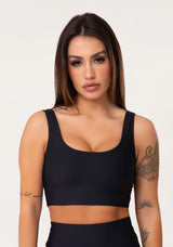 Top Fitness Feminino Preto Com Alça Larga Aura Dlk