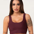 Top Fitness Feminino Vinho Com Alça Larga Aura Dlk