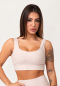 Top Fitness Feminino Nude Com Alça Larga Aura Dlk