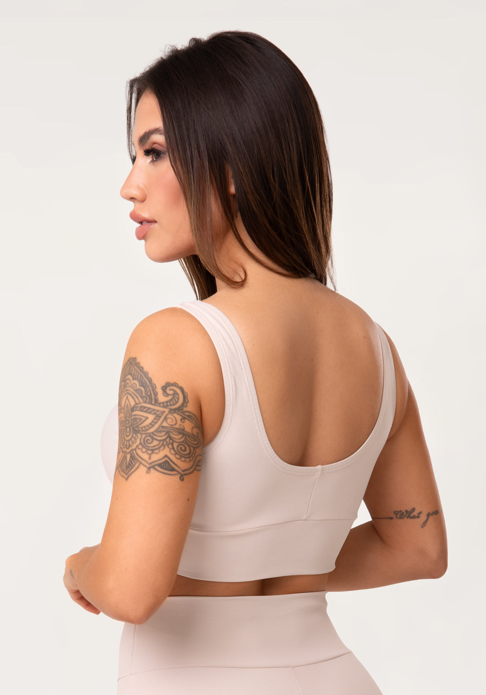 Top Fitness Feminino Nude Com Alça Larga Aura Dlk