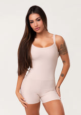 Macaquinho Fitness Feminino Nude Com Bolsos Aura Dlk