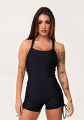 Macaquinho Fitness Feminino Preto Com Franzido Aura Dlk