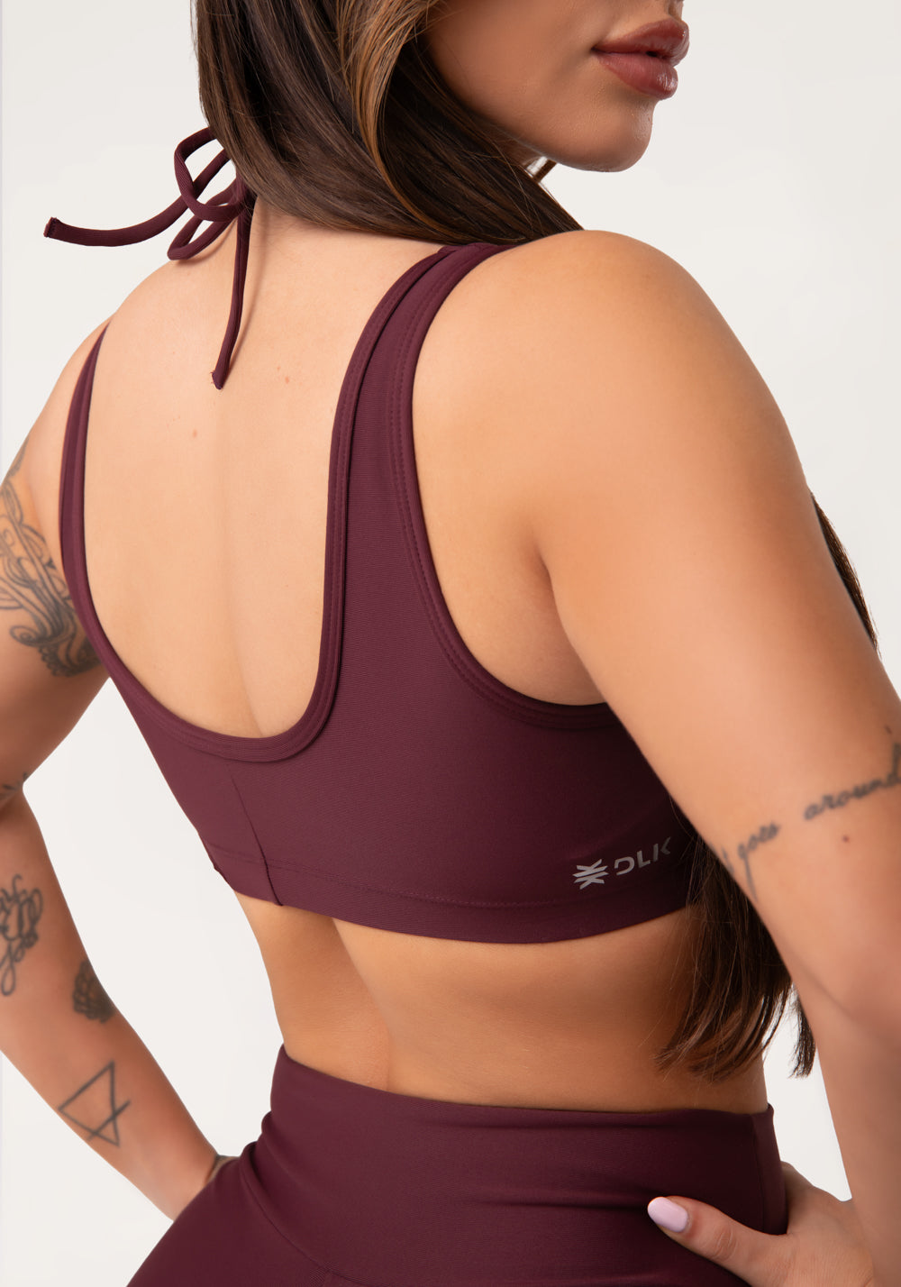 Top Fitness Feminino Vinho Com Franzido E Amarração Aura Dlk