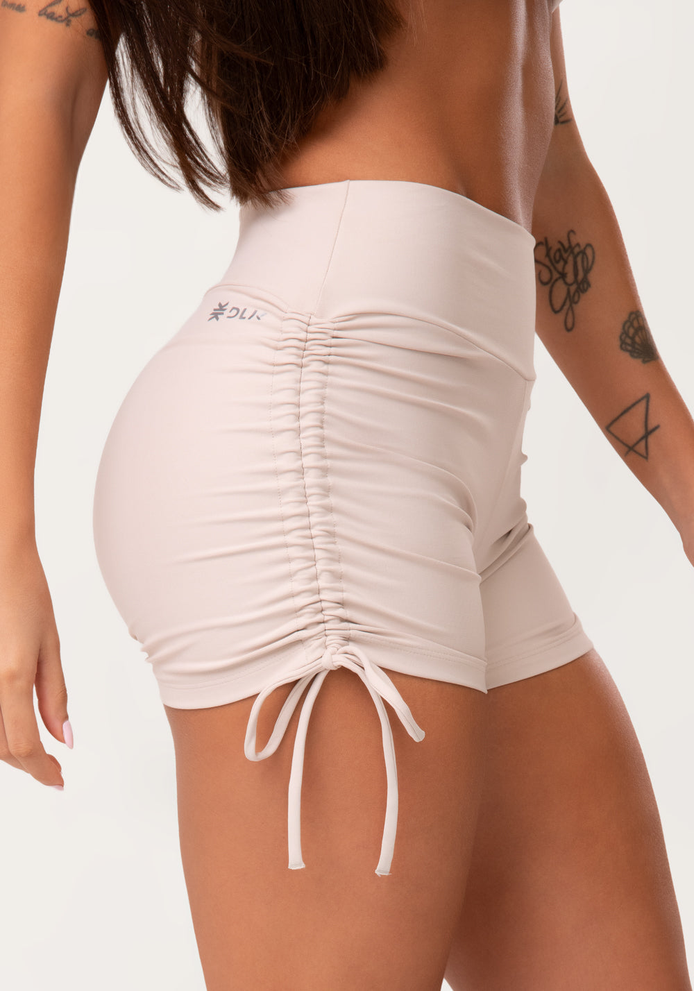 Short Fitness Feminino Nude Com Amarração Aura Dlk