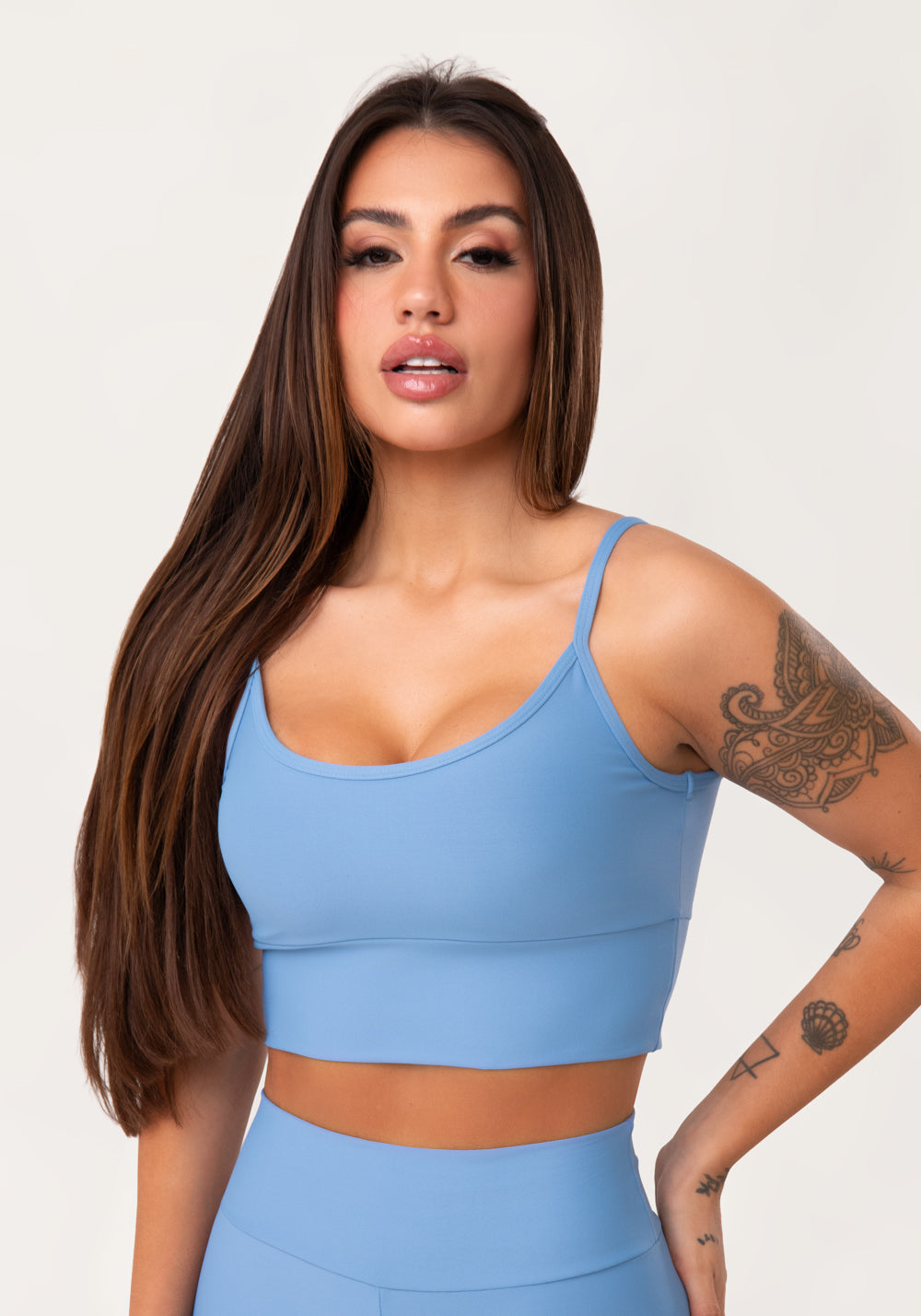 Top Fitness Feminino Azul Com Bojo Aura Dlk
