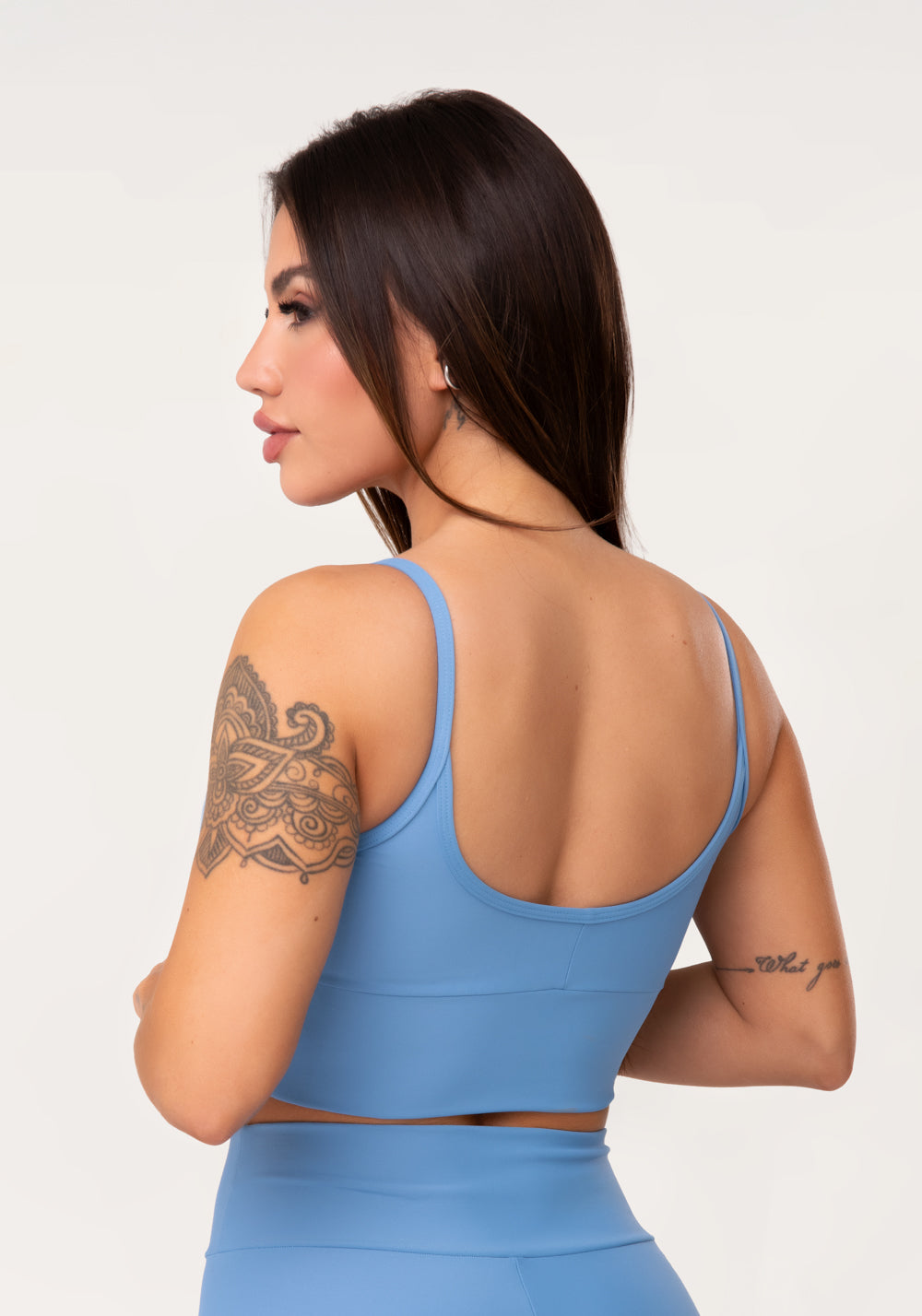 Top Fitness Feminino Azul Com Bojo Aura Dlk