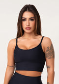 Top Fitness Feminino Preto Com Bojo Aura Dlk