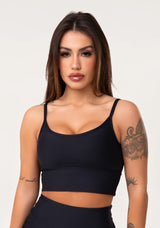 Top Fitness Feminino Preto Com Bojo Aura Dlk