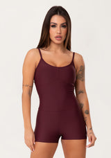 Macaquinho Fitness Feminino Curto Vinho Aura Dlk