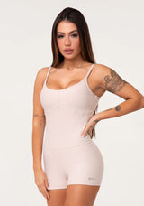 Macaquinho Fitness Feminino Curto Nude Aura Dlk