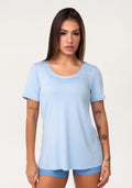 Blusa T-shirt Fitness Feminina Azul Claro Aura Dlk