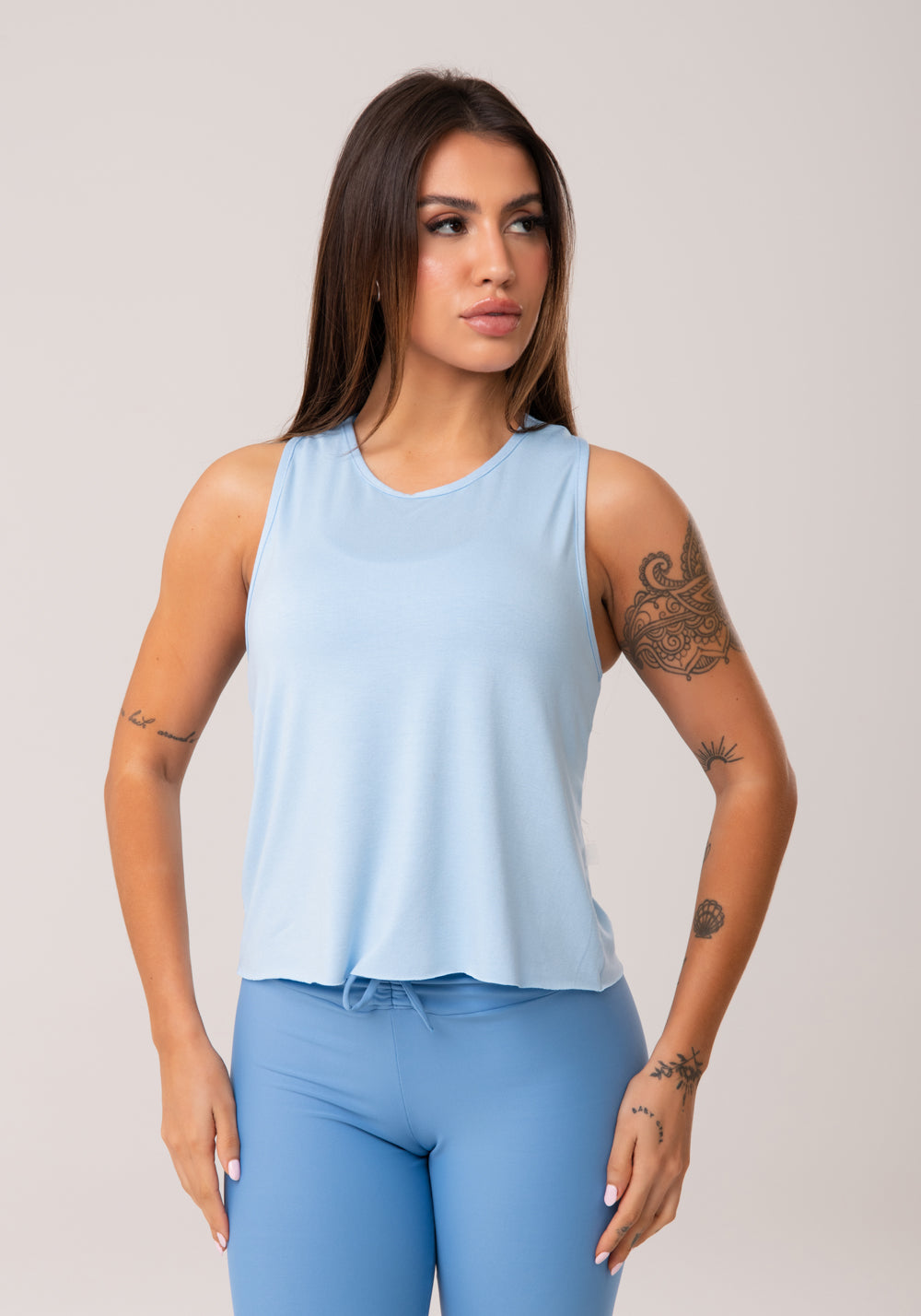 Cropped Feminino Azul Claro Aura Dlk