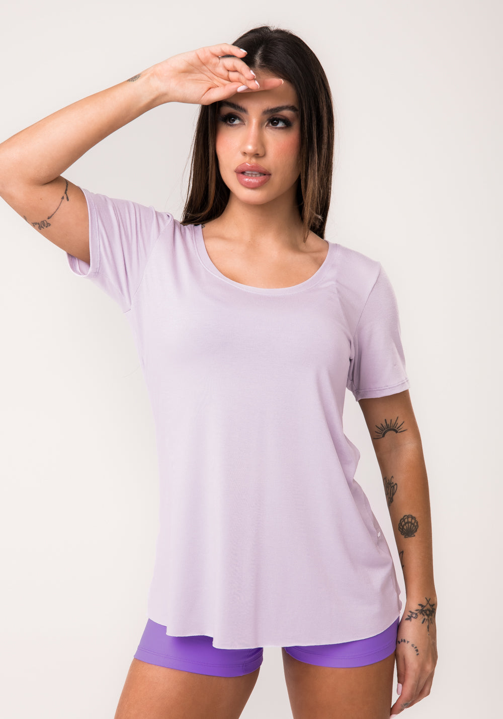Blusa T-shirt Fitness Feminina Lilás Aura Dlk