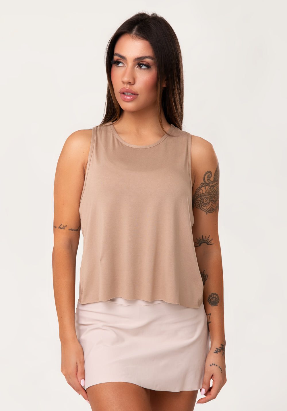 Cropped Fitness Feminino Capuccino Aura Dlk