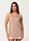 Camiseta Fitness Feminina Alongada Capuccino Aura Dlk