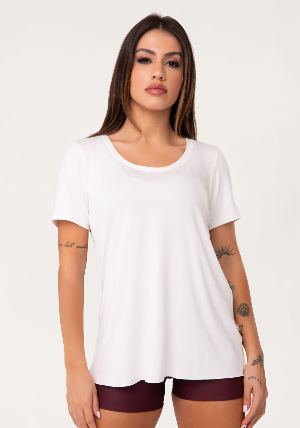 Blusa T-shirt Fitness Feminina Off White Aura Dlk