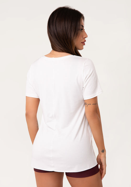 Blusa T-shirt Fitness Feminina Off White Aura Dlk