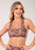 Top Fitness Feminino Estampado Brave Marrom Printed Mousse Dlk
