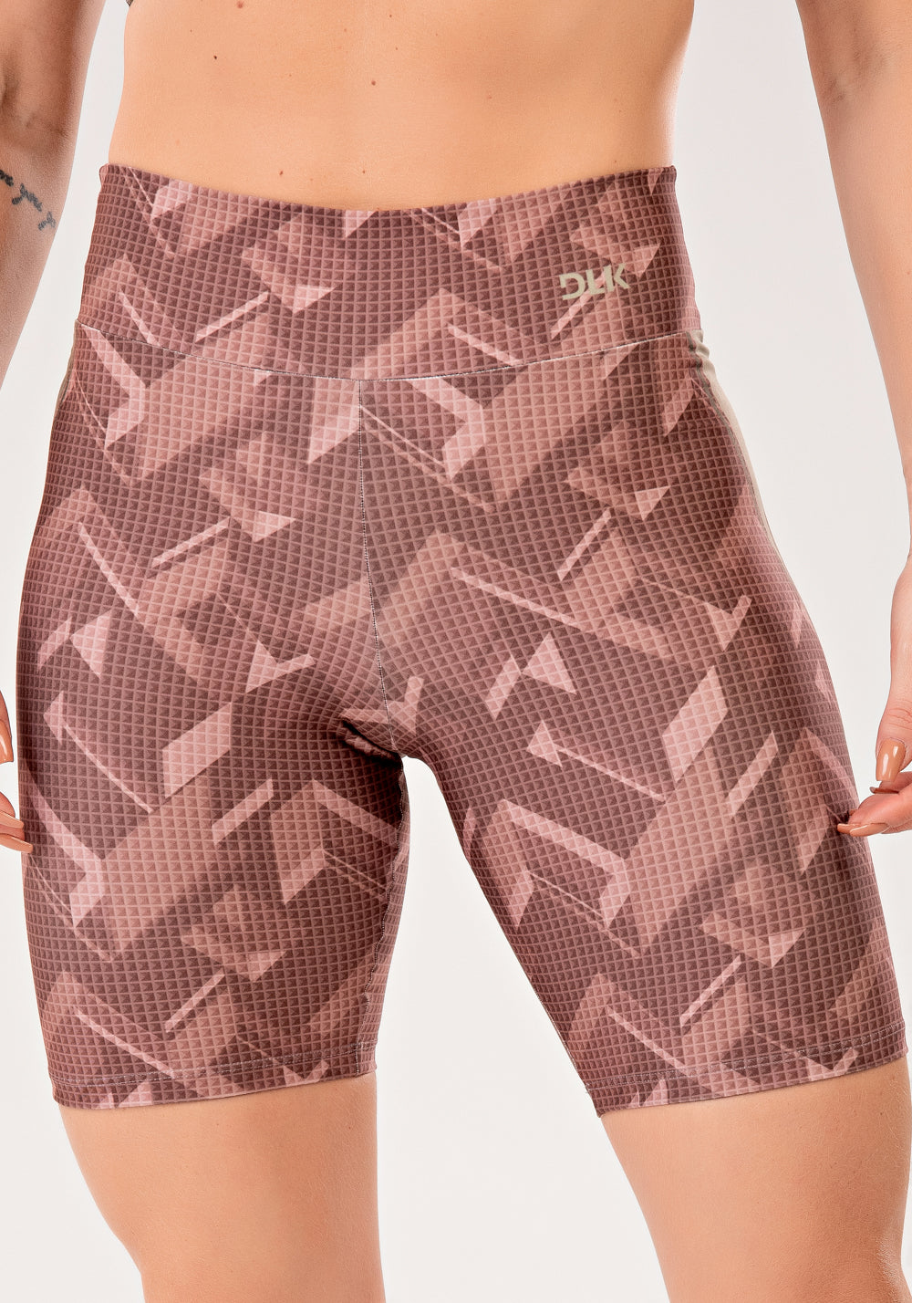 Bermuda Fitness Feminina Estampada Brave Marrom Printed Mousse Dlk