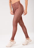 Legging Fitness Feminina Estampada Logomania Marrom Printed Mousse Dlk
