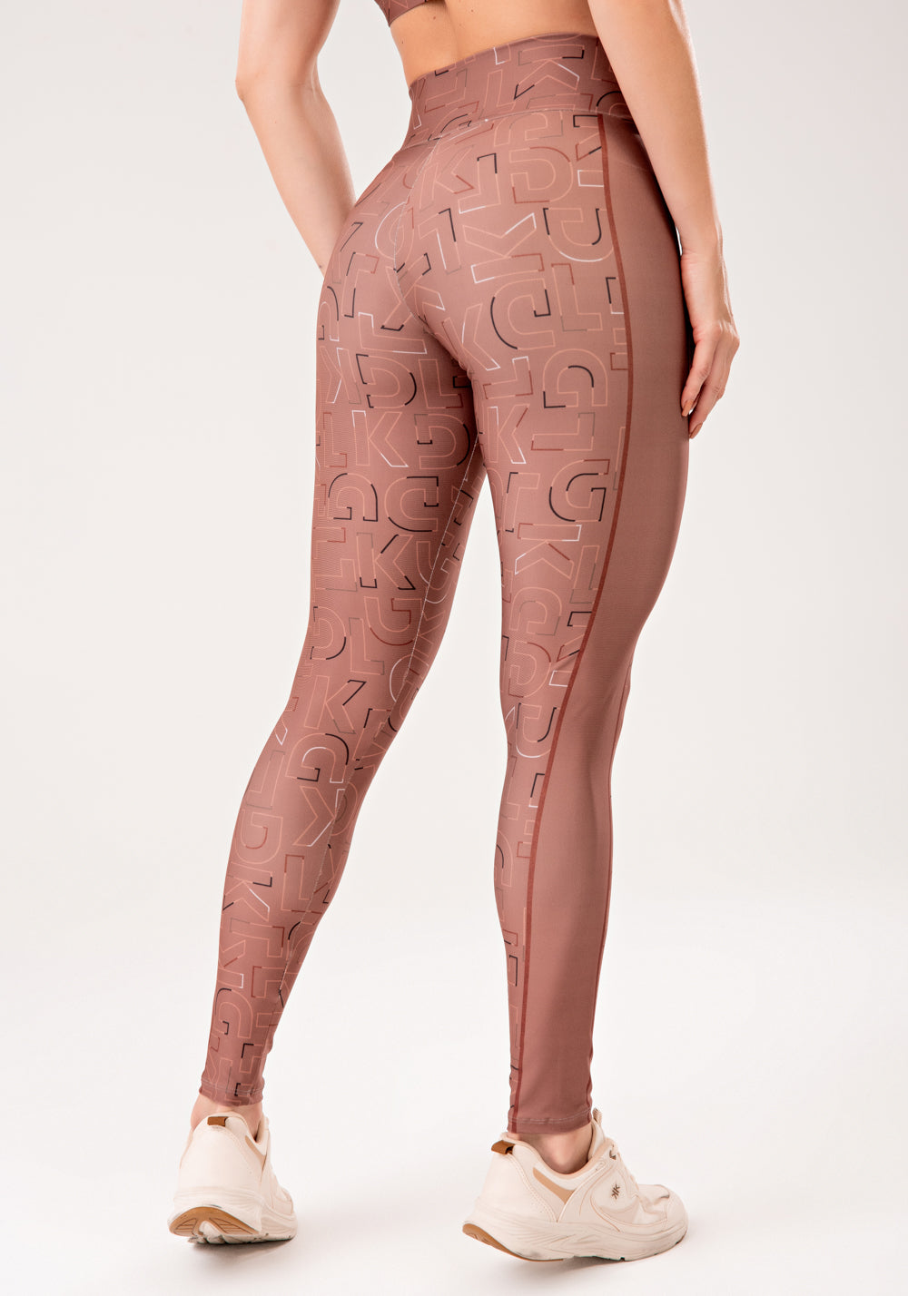 Legging Fitness Feminina Estampada Logomania Marrom Printed Mousse Dlk