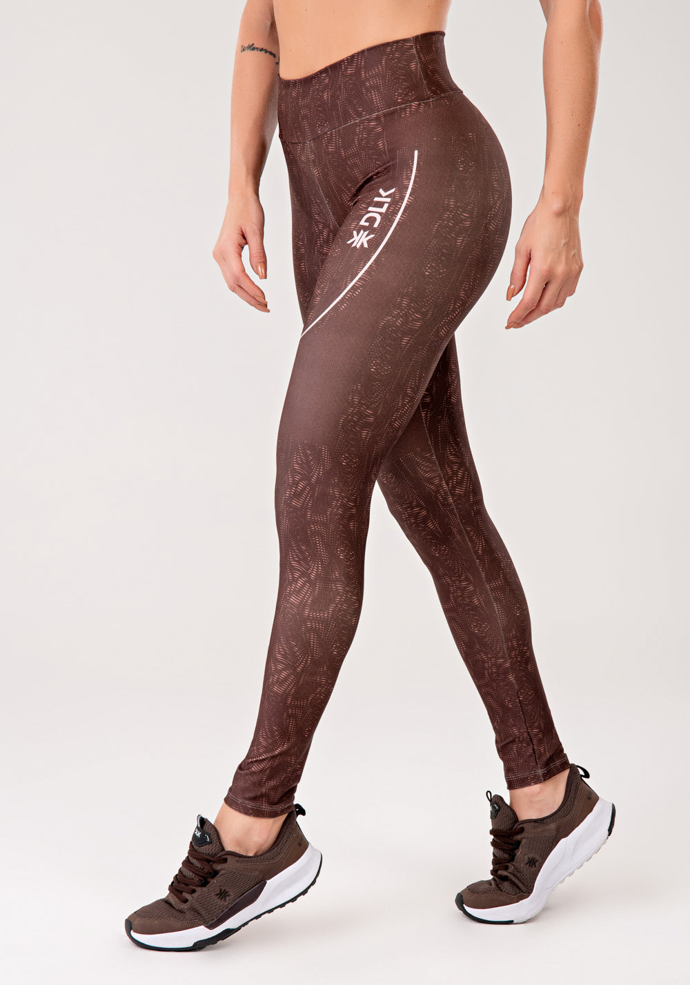 Legging Fitness Feminina Estampada Energy Marrom Printed Mousse Dlk