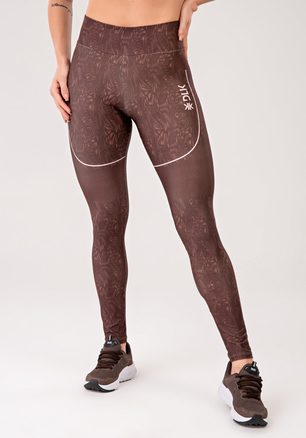 Legging Fitness Feminina Estampada Energy Marrom Printed Mousse Dlk