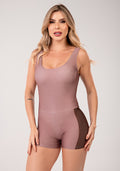 Macaquinho Fitness Feminino Estampado Belive Marrom Printed Mousse Dlk