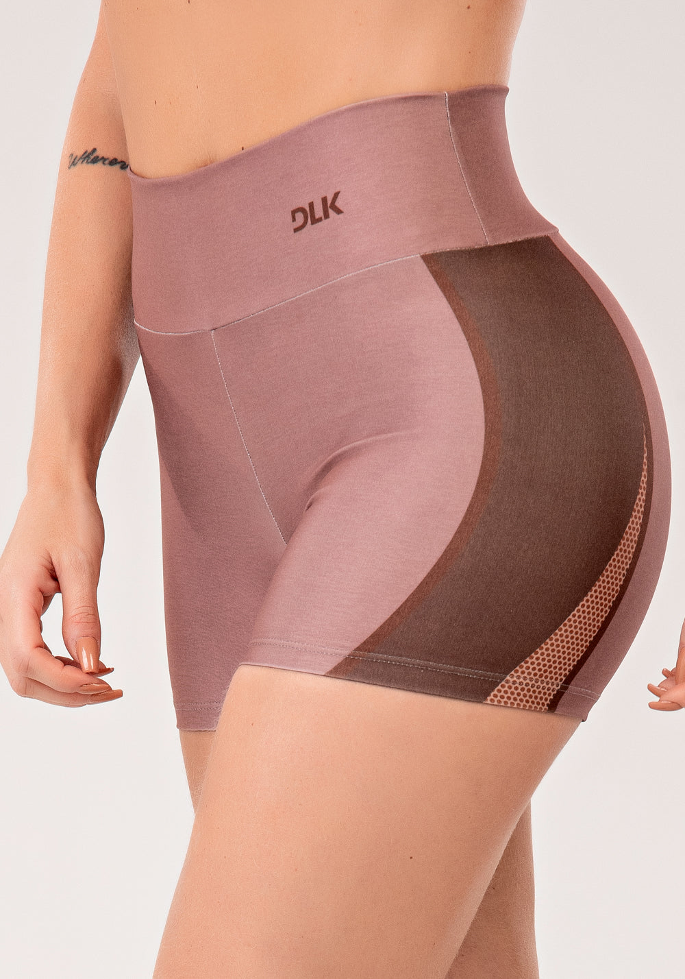 Short Fitness Feminino Estampado Belive Marrom Printed Mousse Dlk