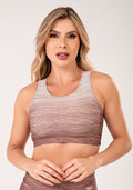 Top Fitness Feminino Nadador Estampado Melange Degradê Marrom Printed Mousse Dlk