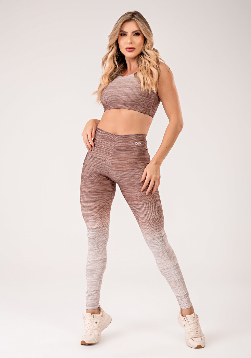 Legging Fitness Feminina Estampada Melange Degradê Marrom Printed Mousse Dlk