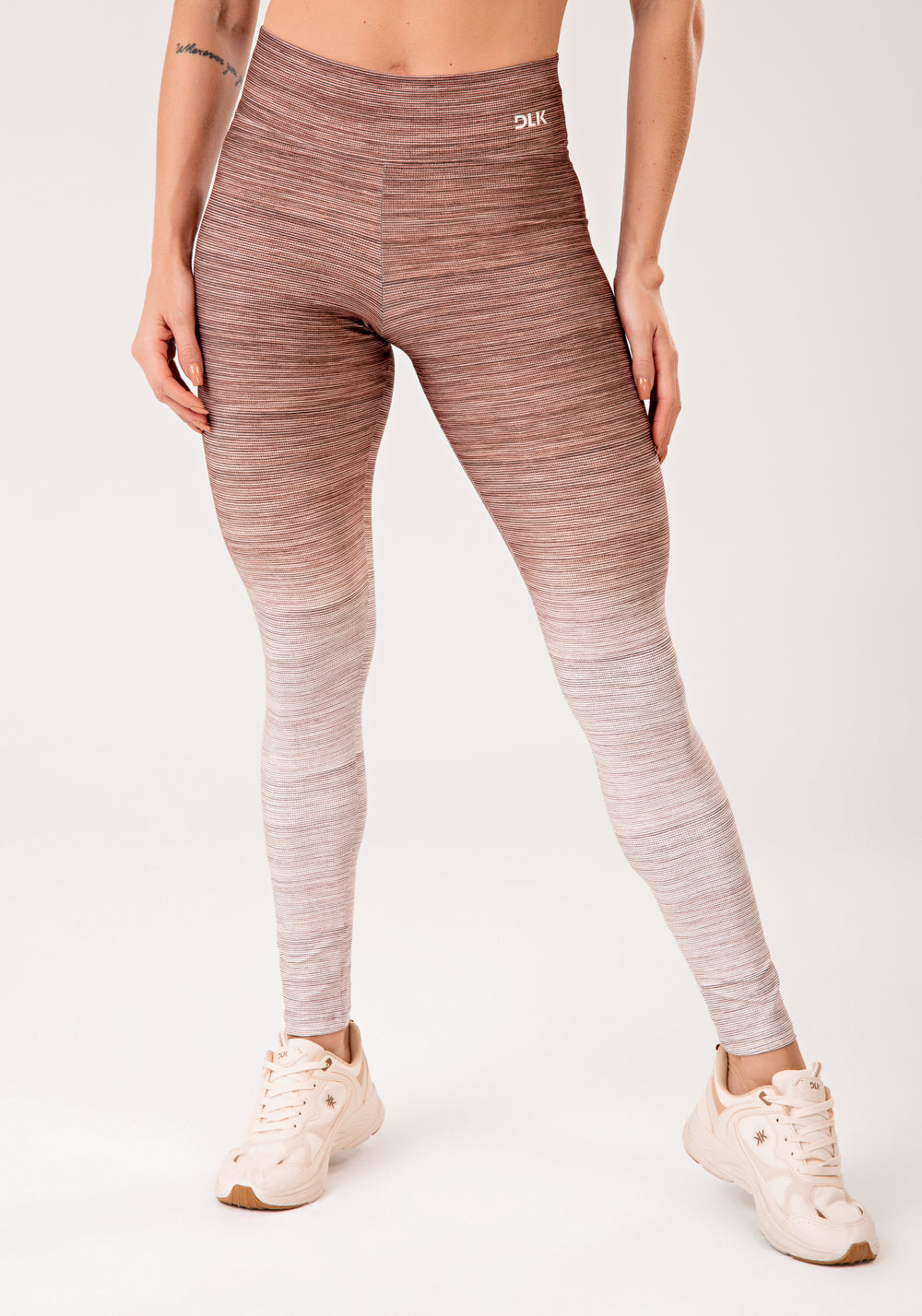 Legging Fitness Feminina Estampada Melange Degradê Marrom Printed Mousse Dlk