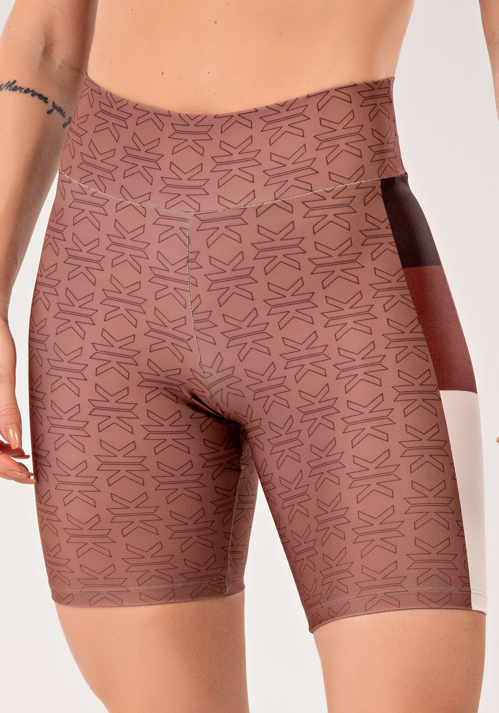 Bermuda Fitness Feminina Estampada Motivation Marrom Printed Mousse Dlk