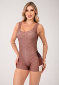Macaquinho Fitness Feminino Estampado Motivation Marrom Printed Mousse Dlk