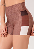 Short Fitness Feminino Estampado Motivation Marrom Printed Mousse Dlk