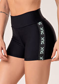 Short Fitness Feminino Preto Com Elástico Lateral Verde Energy Dlk