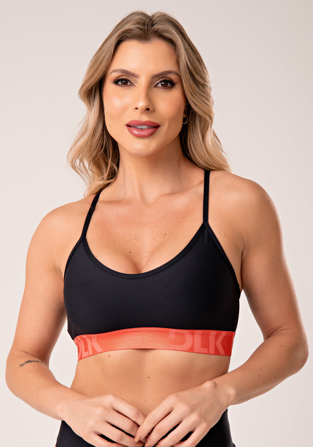 Top Fitness Feminino Preto Com Elástico Coral Energy Dlk