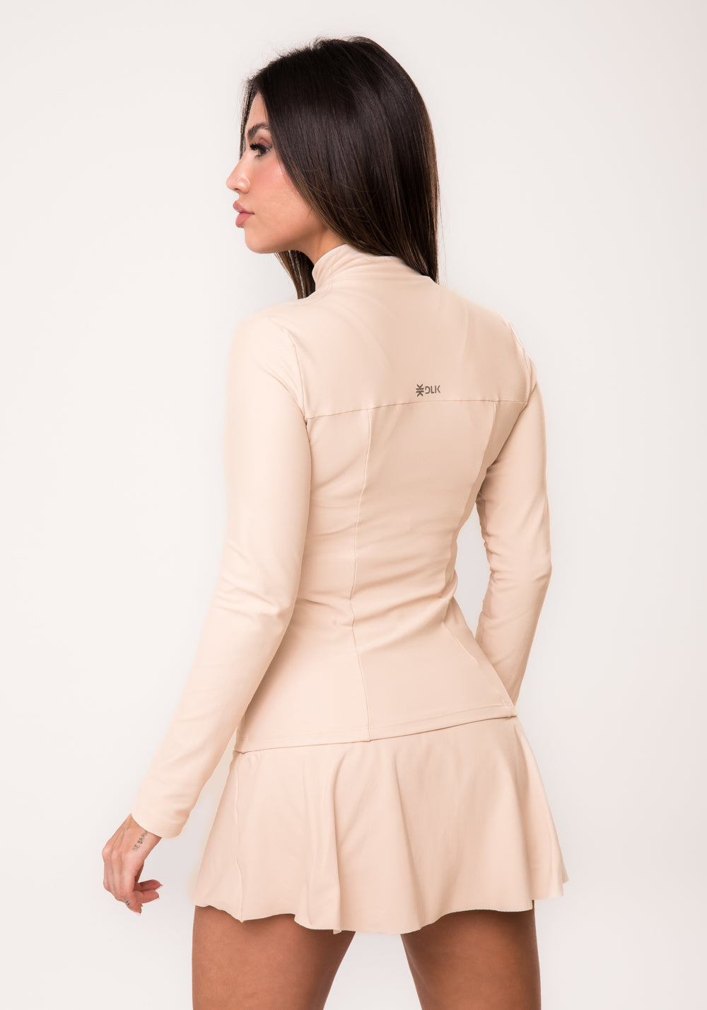 Casaco Fitness Feminino Nude Com Zíper E Bolsos Aura Dlk