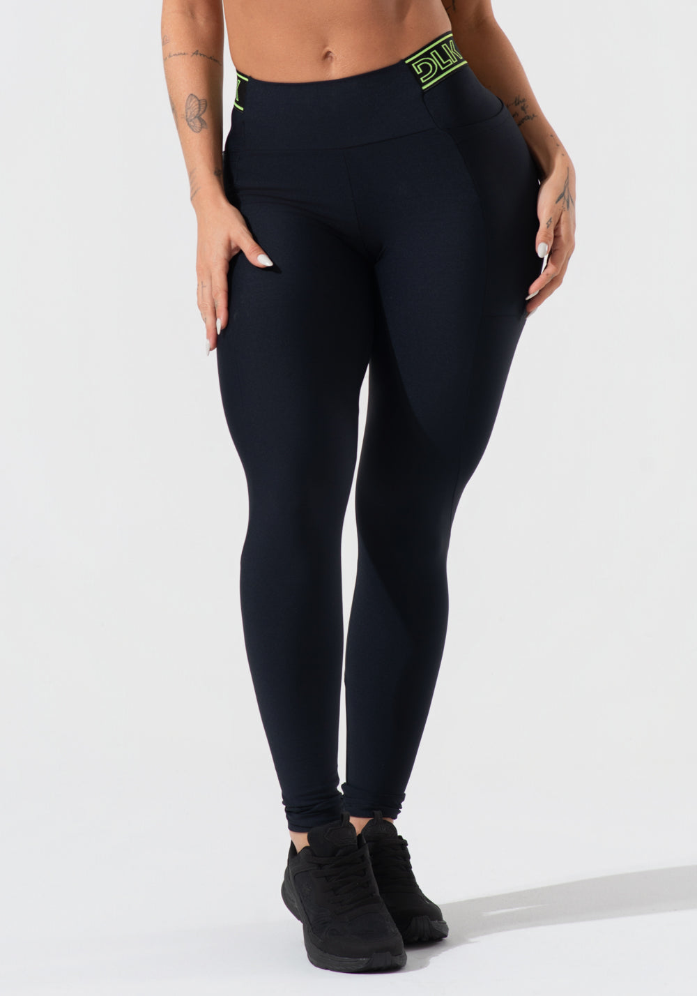 Legging Fitness Feminina Com Bolsos E Elástico No Cós Activity Dlk Preto