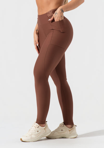 Legging Fitness Feminina Com Bolsos E Elástico No Cós Activity Dlk Marrom