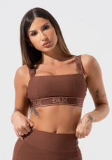 Top Fitness Feminino Com Bojo E Alças De Elástico Activity Dlk Marrom