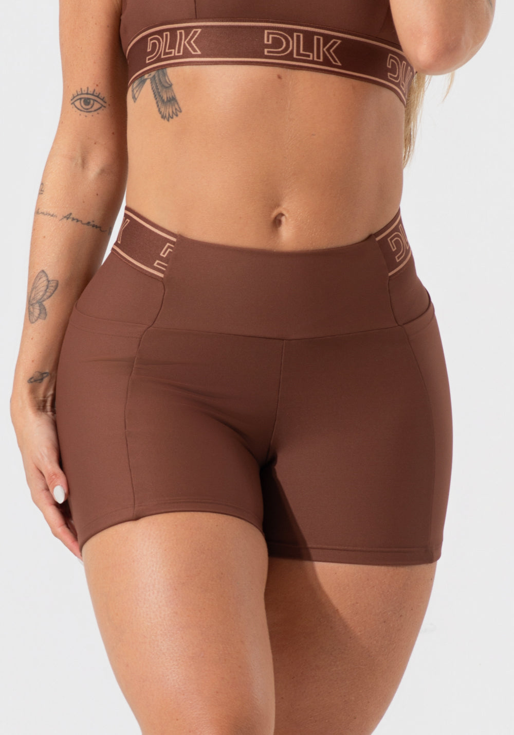 Short Fitness Feminino Com Bolsos E Elástico No Cós Activity Dlk Marrom
