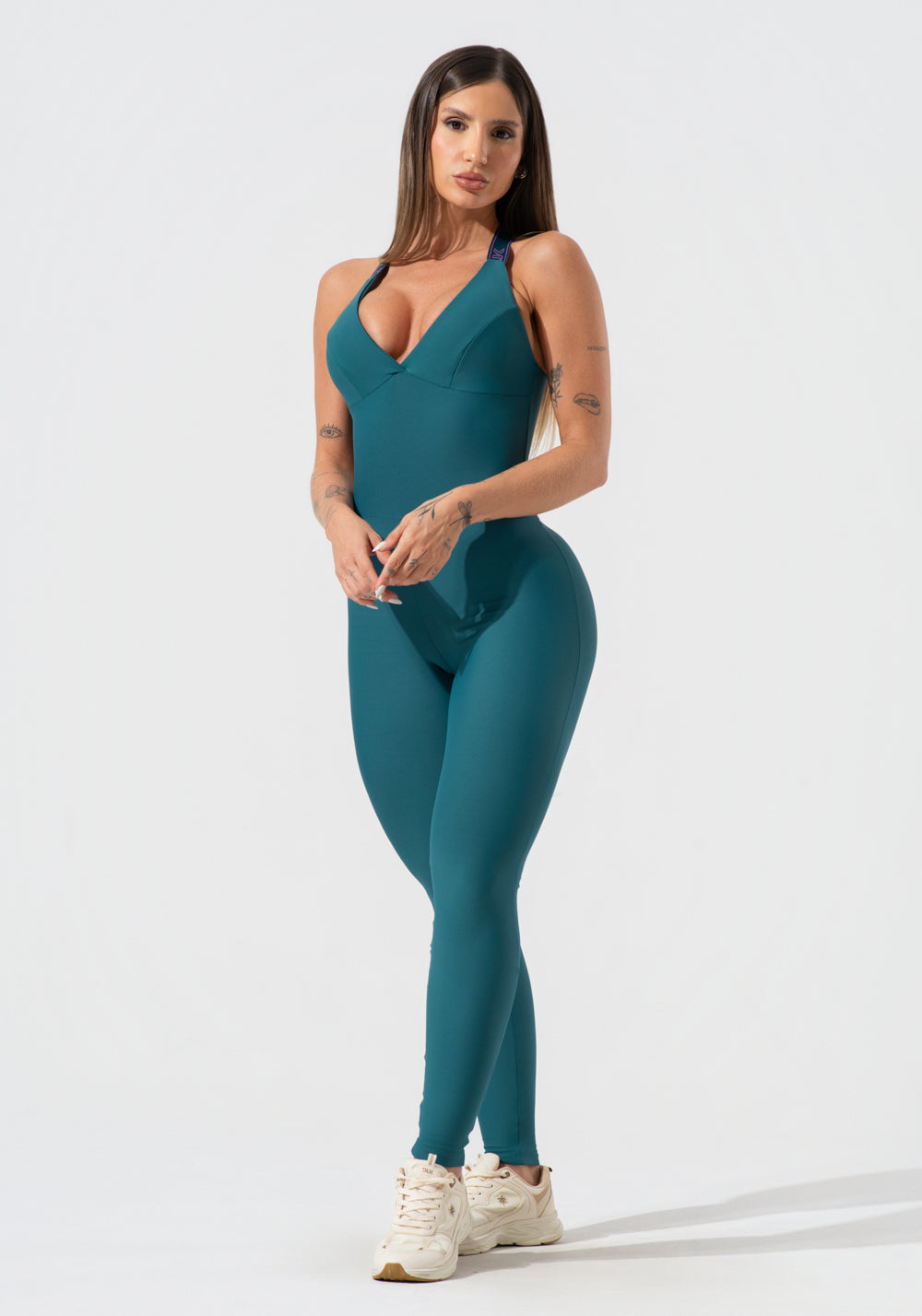 Macacão Feminino Fitness Com Decote E Elástico Activity Dlk Verde