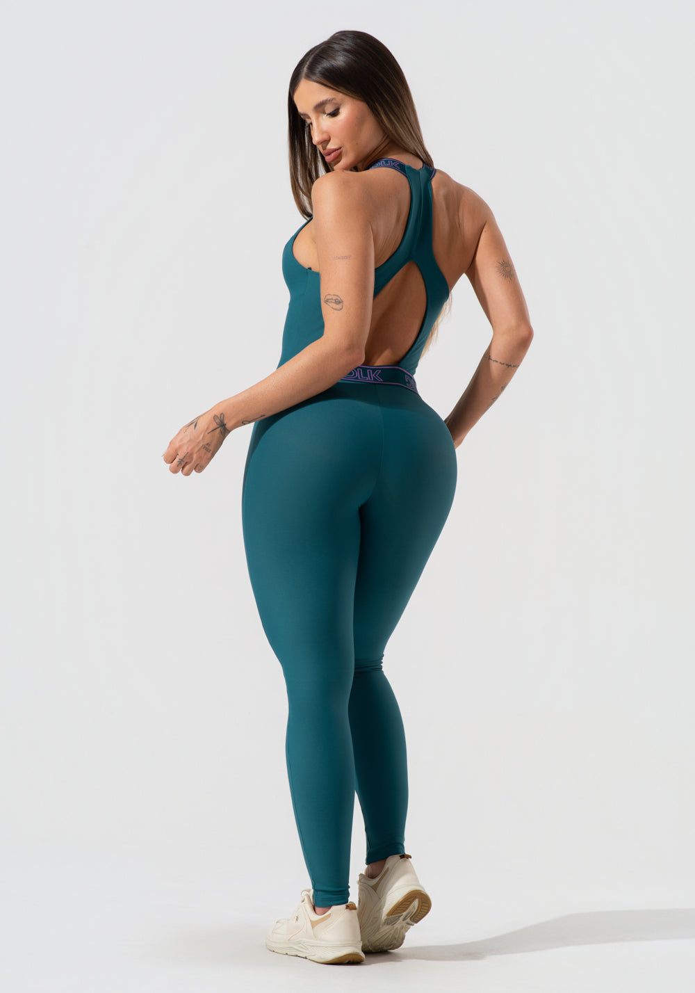 Macacão Feminino Fitness Com Decote E Elástico Activity Dlk Verde