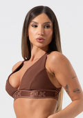 Top Fitness Feminino Com Bojo E Alças Cruzadas De Elástico Activity Dlk Marrom