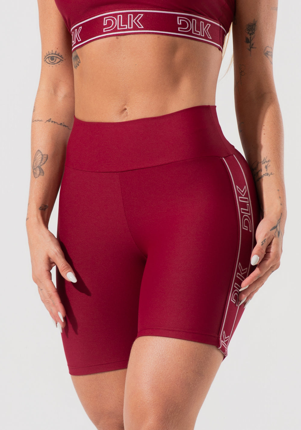Bermuda Fitness Feminina Com Elástico Largo Lateral Activity Dlk Vermelho Cereja