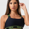 Top Fitness Feminino Com Bojo E Alças De Elástico Com Tule Nas Costas Activity Dlk Preto