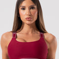 Top Fitness Feminino Com Bojo E Alças De Elástico Com Tule Nas Costas Activity Dlk Vermelho Cereja