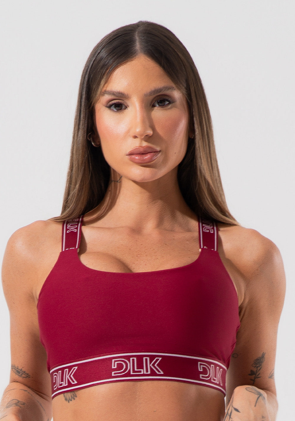 Top Fitness Feminino Com Bojo E Alças De Elástico Com Tule Nas Costas Activity Dlk Vermelho Cereja