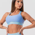 Top Fitness Feminino Com Bojo E Alças De Elástico Com Tule Nas Costas Activity Dlk Azul
